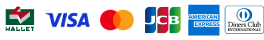 WALLET、VISA、Mastercard、JCB、AMERICAN EXPRESS、Diners Club